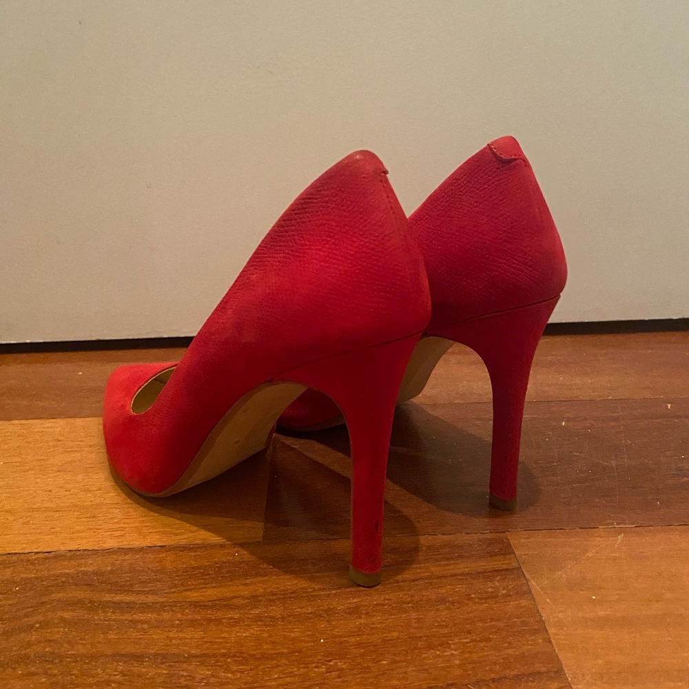 Banana Republic Red Suede Stiletto Pumps, Size 8 - Picture 7 of 8